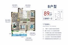 郑州浩创上河府a1户型户型图 首付金额 3室2厅2卫 99.0平米